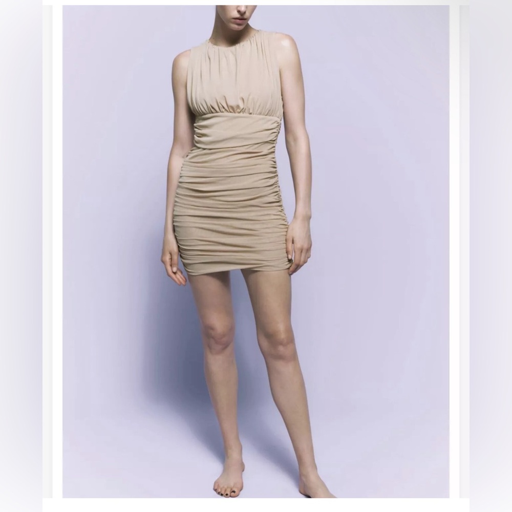 RUCHED TULLE DRESS